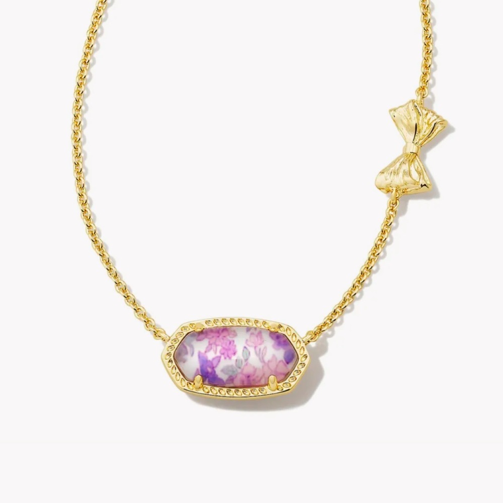 NEW Loveshackfancy Kendra Scott Elisa purple bloom floral bow Necklace